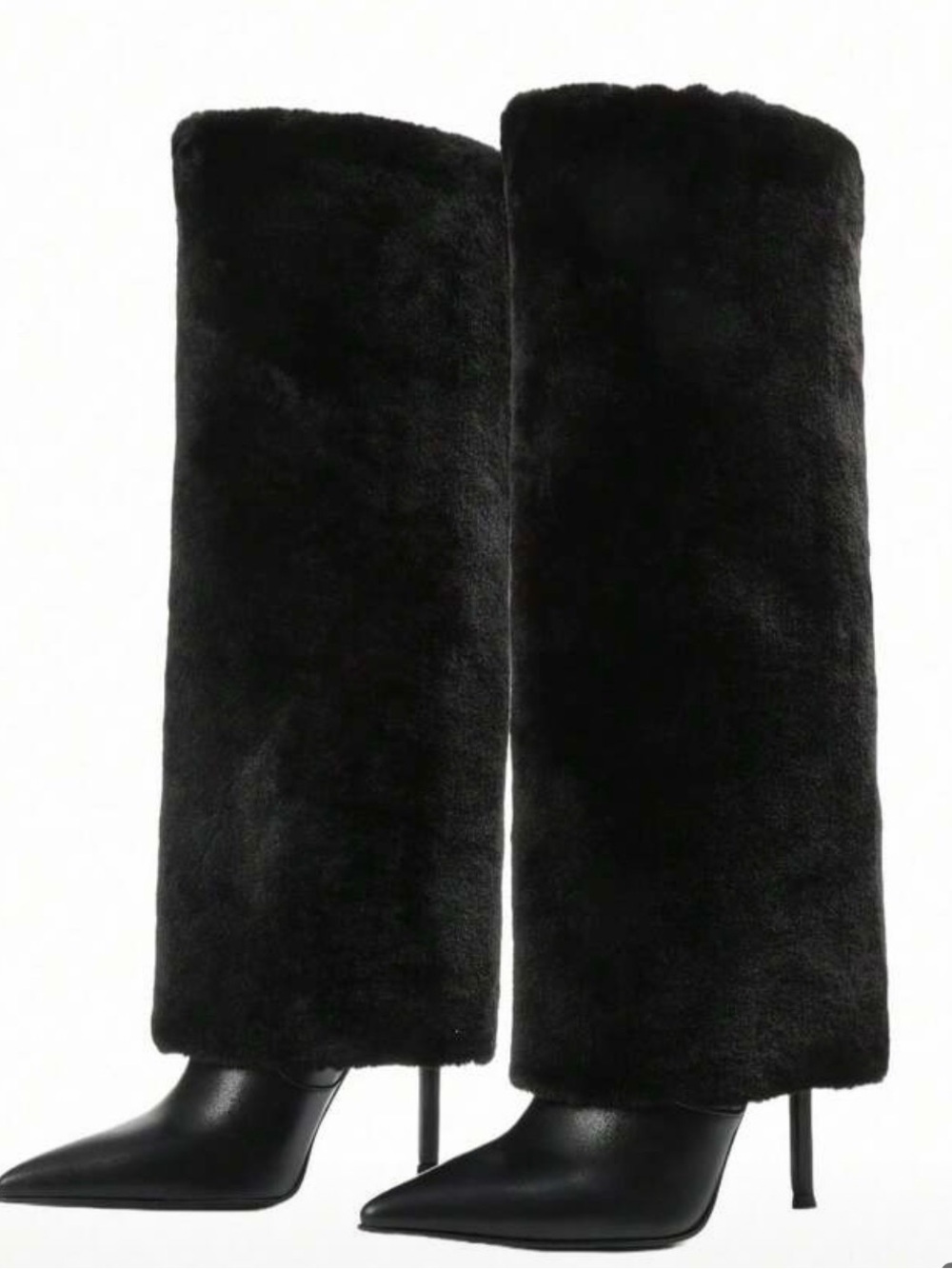 Black Faux Fur Leg Warmers Boot size 7 brand new